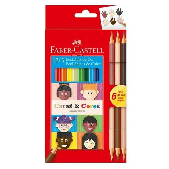 Imagem de Lapis De Cor Ecolapis Caras E Cores 12 Cores + 6 Tons De Pele - Faber-Castell