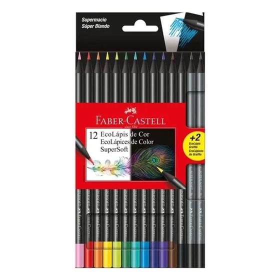 Imagem de Lápis de Cor Ecolápis Supersoft 120712 12 Cores com 2 Lápis Grafite - Faber Castell