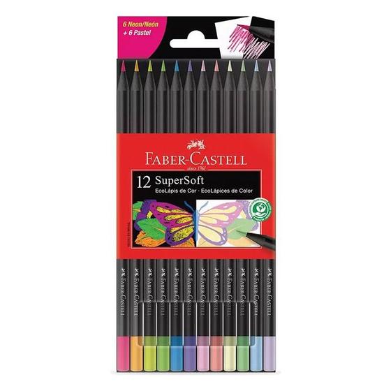 Imagem de Lápis de Cor Ecolápis Supersoft 120712SOFTNP 12 Cores Neon e Pastel - Faber Castell