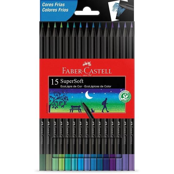 Imagem de Lápis de Cor Ecolápis Supersoft 15 Cores Frias FABER-CASTELL
