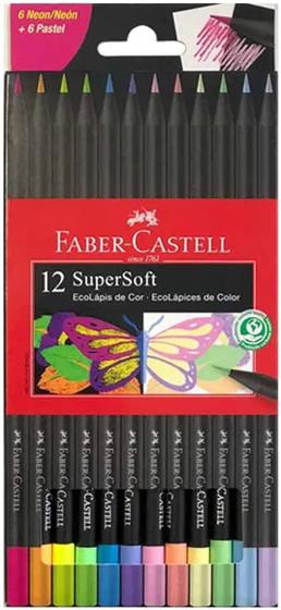 Imagem de Lápis de Cor EcoLápis SuperSoft Neon e Pastel 12 Cores Faber-Castell