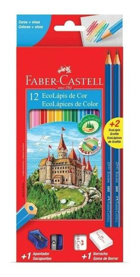 Imagem de Lápis De Cor Faber Castell 12 + Lápis + Apontador + Borracha