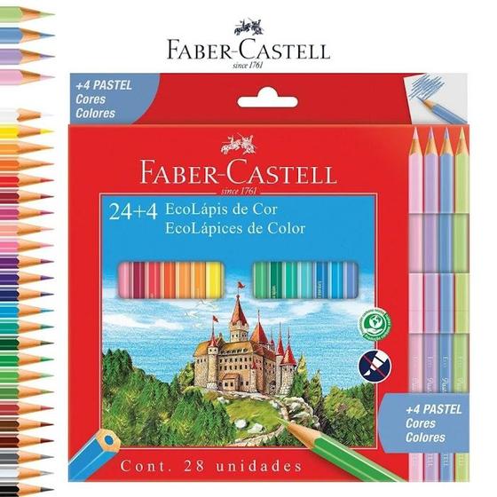 Imagem de Lapis de cor faber castell 24 cores + 4 pastel 120124+4p
