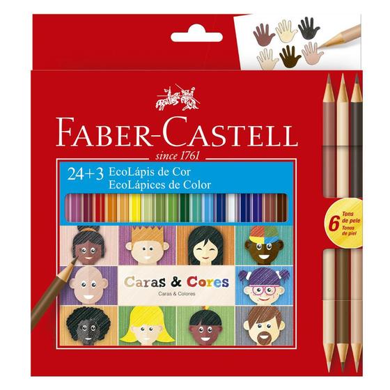 Imagem de Lapis De Cor Faber Castell Caras E Cores 24 + 6 Tons De Pele