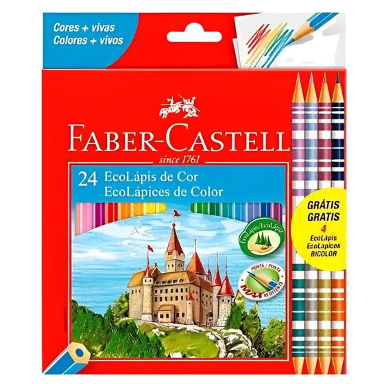 Imagem de Lápis de Cor Faber Castell Ecolapis 24 Cores + 4 Lapis Bicolor 