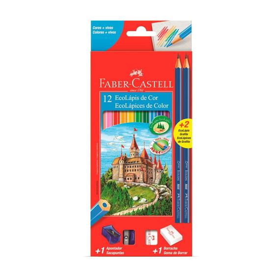 Imagem de Lápis De Cor Faber Castell Ecolápis C/12 Unid + Kit Escolar - Faber-castell