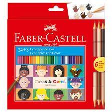 Imagem de Lápis de Cor, Faber-Castell, Ecolápis Caras &amp Cores, 120124CC, 24 Cores + 3 Tons de Pele