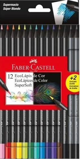 Imagem de Lápis de Cor, Faber-Castell, EcoLápis Supersoft, 120712SOFT2, 12 Cores  2 Grafite