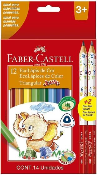 Imagem de Lápis de cor Faber Castell jumbo triangular com 12 cores