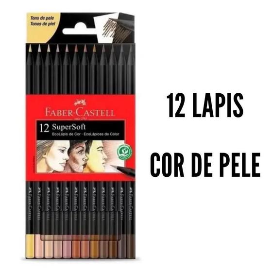 Imagem de Lápis De Cor Faber Castell Super Soft 12 Cores Tons De Pele