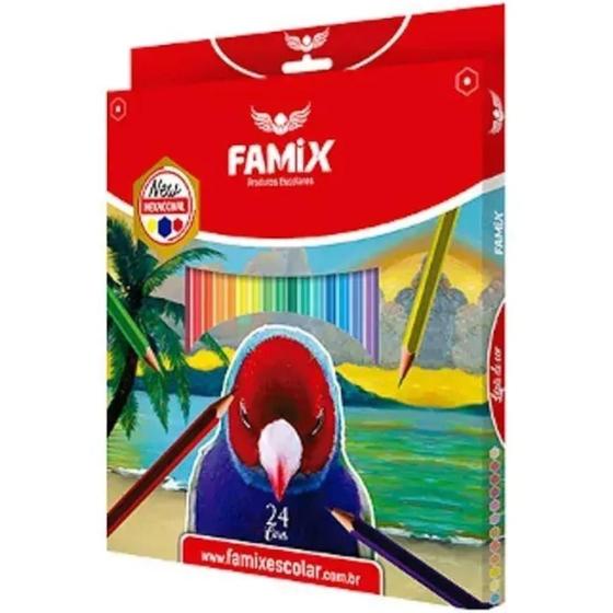 Imagem de Lápis De Cor Hexagonal Com 24 Cores - Famix