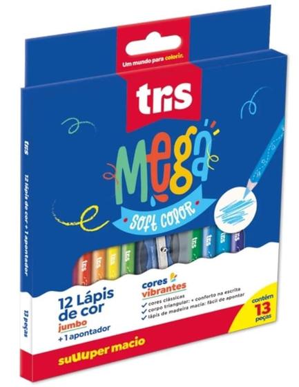 Imagem de Lápis De Cor Jumbo Com 12 Cores E Apontador Tris