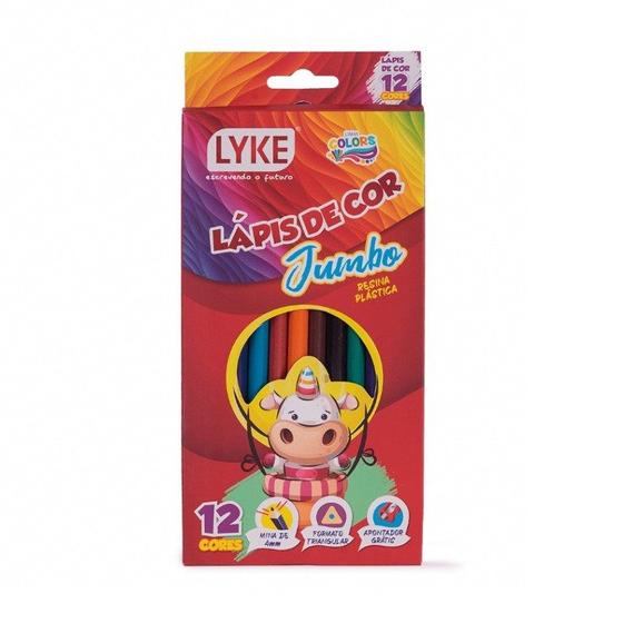 Lápis de Cor Jumbo Lyke com 12 Cores e Apontador Menor preço em Lápis de Cor Jumbo Lyke com 12 Cores e Apontador