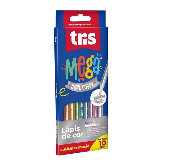 Imagem de Lapis De Cor Mega Soft Color 10 Cores Tons Metálicos Tris