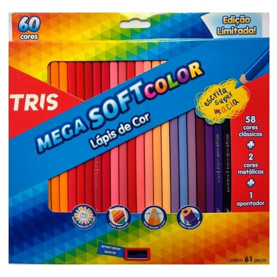 Imagem de Lápis De Cor Mega Soft Color 60 Cores - Tris