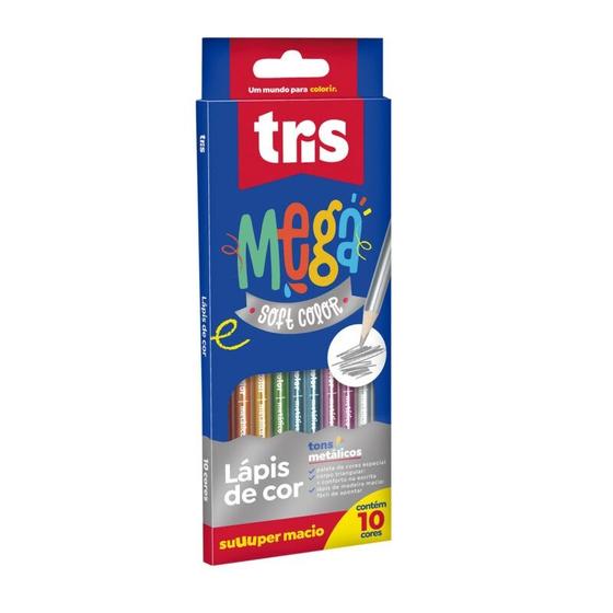 Imagem de Lápis De Cor Mega Soft Color  Tons Metálicos  10 Cores  Tris