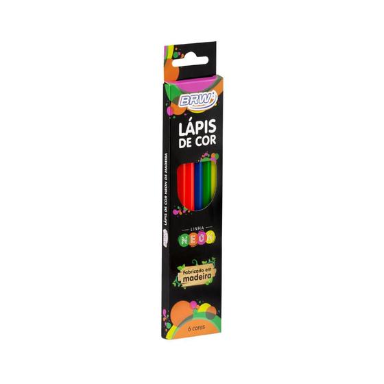 Imagem de Lápis De Cor Neon Com 6 Cores De Pintar BRW Sextavado