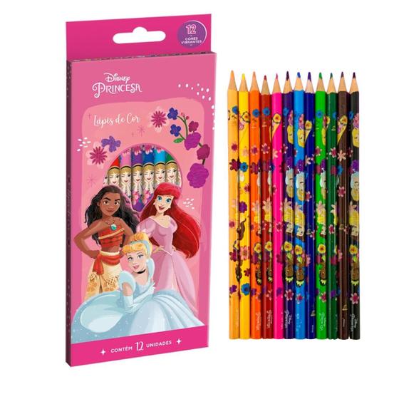 Imagem de Lapis de cor princesas disney conjunto com 12 cores - tris