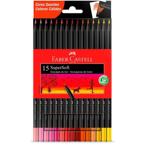 Imagem de Lápis De Cor Quente FABER CASTELL Supersoft 15 Cores Soft