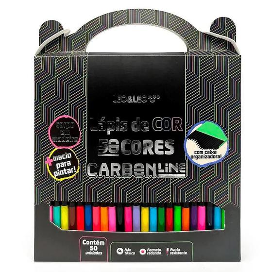 Imagem de Lápis de Cor Redondo Carbon Line Estojo com 50 Cores - Leo&Leo