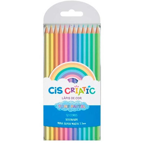 Imagem de Lápis De Cor Sextavado C/ 12 Cores Tons Pastel CRIATIC CiS