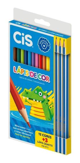 Imagem de Lapis de Cor Sextavado Color Cis  12 Cores + 3 Grafite Hb 2