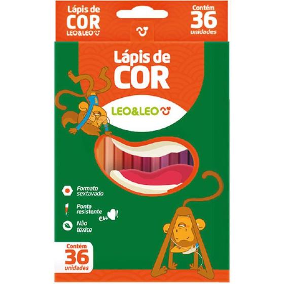 Imagem de Lápis de COR Sextavado Léo e Léo 36 Cores - Pacote com 3 Jogos