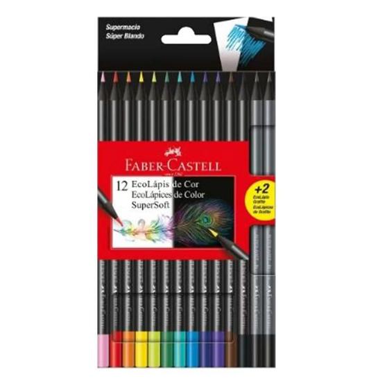 Imagem de Lápis de Cor Super Soft 12 cores+2 Lápis Grafite - Faber-Castell -