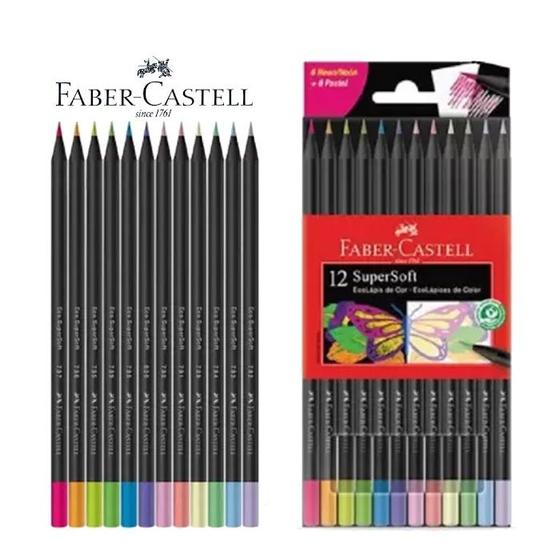 Imagem de Lapis de cor supersoft 6 neon + 6 pastel faber castell