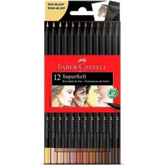 Imagem de Lápis De Cor SuperSoft com 12 cores Tons De Pele - Faber Castell
