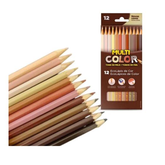 Imagem de Lápis de Cor Tons de Pele 12 Cores Ecolápis Faber-Castell