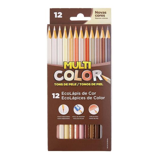 Imagem de Lápis de Cor Tons de Pele Multicolor 12 Cores