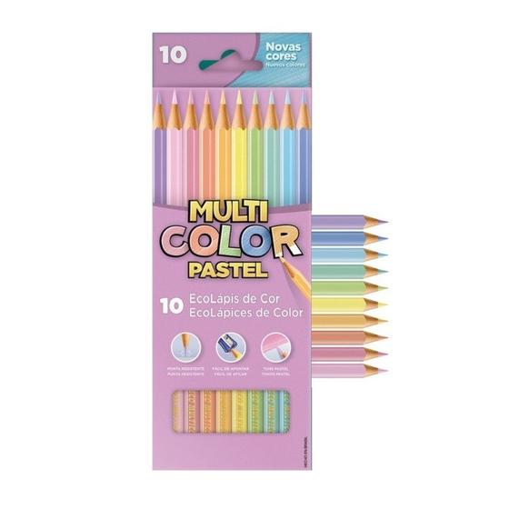 Imagem de Lápis de Cor Tons Pastéis Multicolor Sextavado 10 Cores
