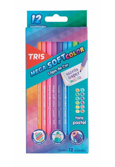Imagem de Lápis De Cor Tons Pastel 12 Cores Mega Soft Color Tris