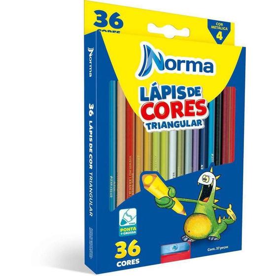 Imagem de Lapis De Cor Triangular Com 36 Cores + Apontador Norma