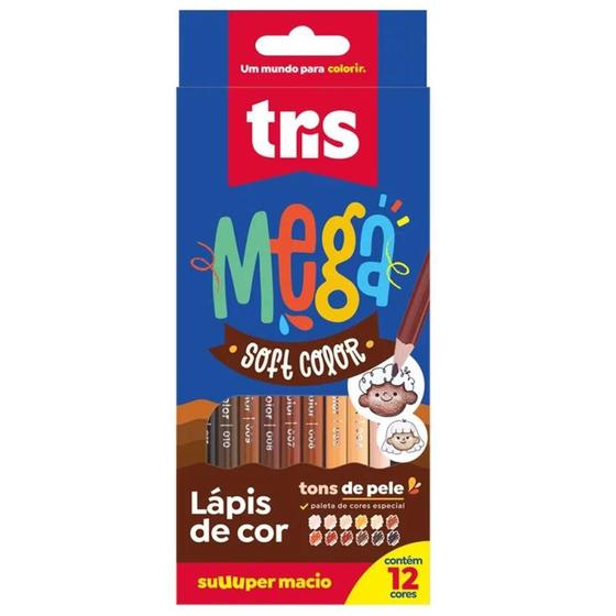 Imagem de Lápis de COR Triangular Mega SOFT TONS de Pele 12 Cores Pacote com 6