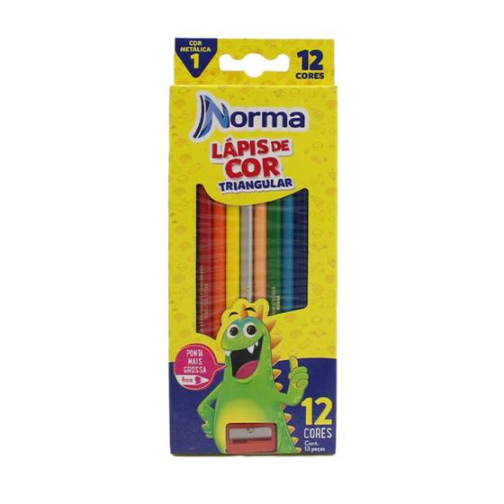 Imagem de Lapis De Cor Triangular Norma 12 Cores + Apontador