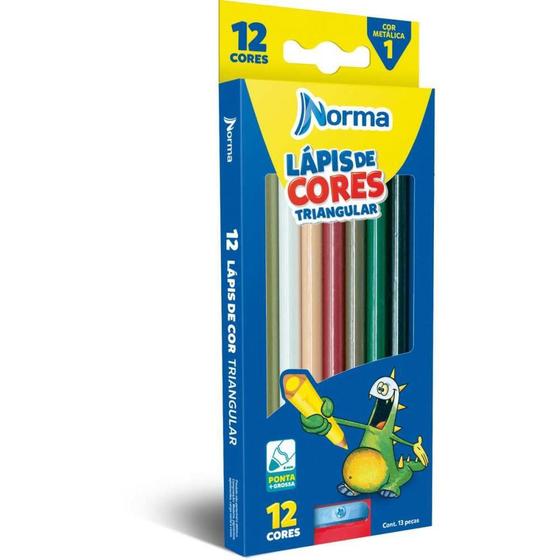 Imagem de Lápis de COR Triangular Norma 12 Cores com Apontador