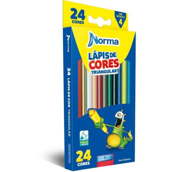 Imagem de Lápis De Cor Triangular Norma 24 Cores Com Apontador