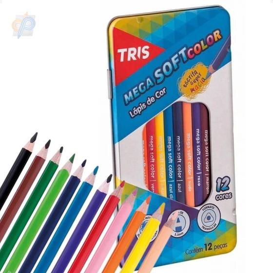 Imagem de Lápis De Cor Tris 12 Cores Mega Soft Color Lata