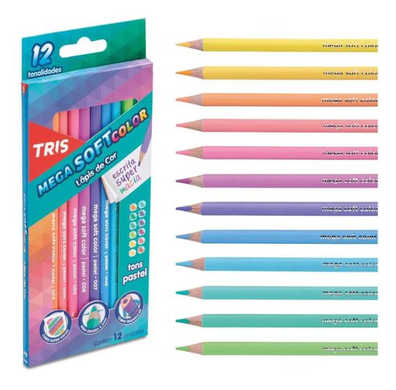 Imagem de Lápis de Cor Tris Mega Softcolor Tons Pastel 12 Cores 687841