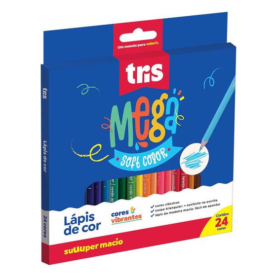 Imagem de Lápis De Cor Tris Triangular Mega Soft Color 24 Cores Ref: 678252