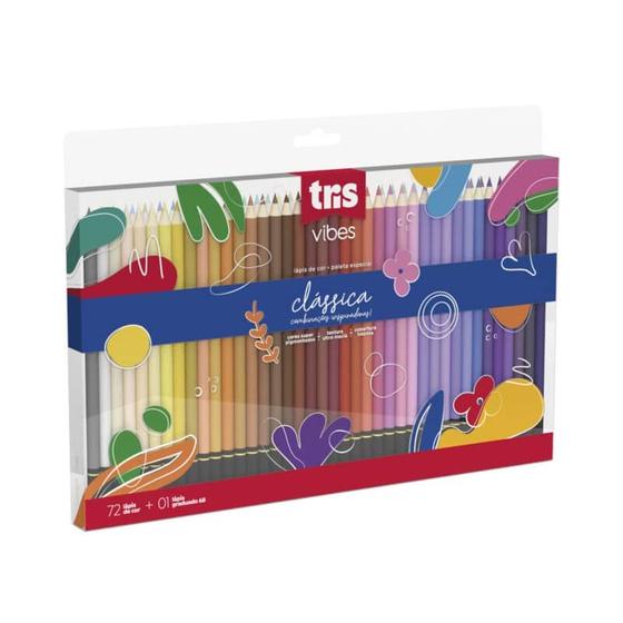 Imagem de Lápis de cor Tris vibes clássica 72 cores + lápis 6B