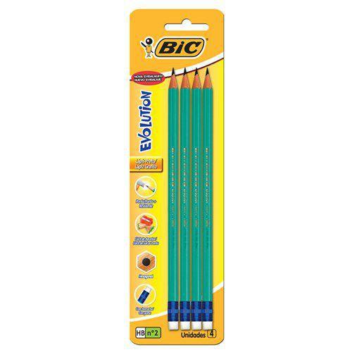 Imagem de Lápis Gráfite Bic Evolution Hexagonal com Borracha Embalagem 4 Un