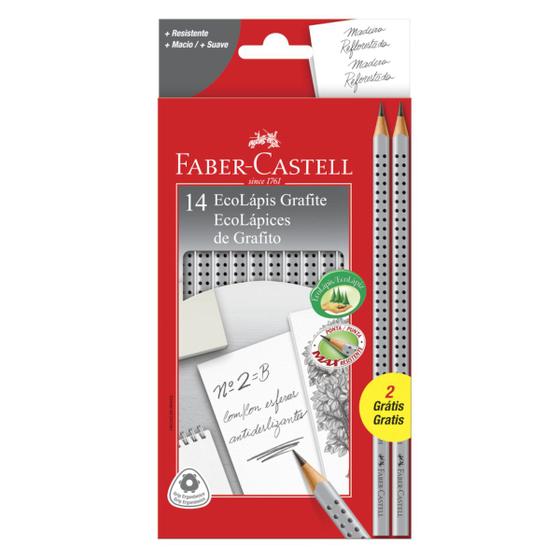 Imagem de Lápis Grafite EcoLápis Triangular Grip 2001 Cinza com 12 Un + 2 = 14 Un - Faber-Castell