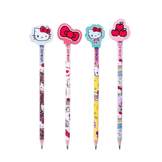 Imagem de Lápis HB Com Borracha Na Ponta Hello Kitty Leo&Leo - 4 unidades