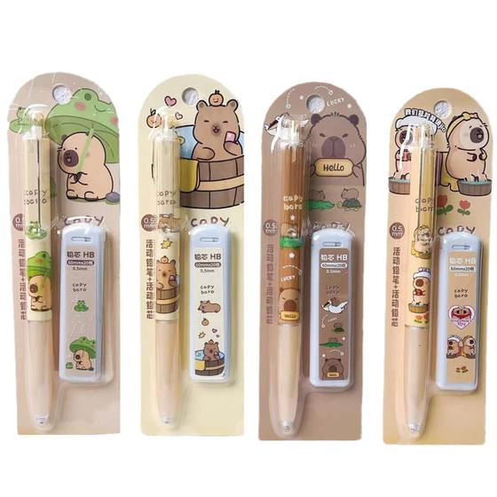 Imagem de Lápis Mecânico MOZXIRZ Cute 0,5mm com Recargas - Capybara