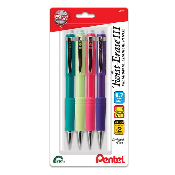 Imagem de Lápis mecânico Pentel Twist-Erase III 0,7 mm Pacote com 4