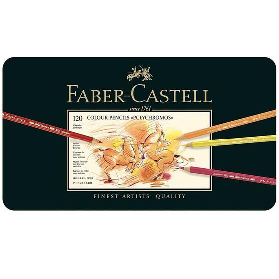 Imagem de Lápis Polychromos Mina Permanente Faber-Castell - Estojo Metálico com 120 cores - Ref 110011