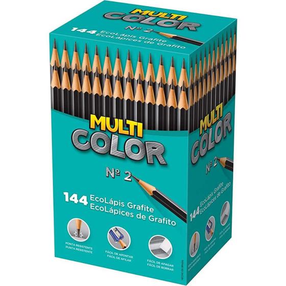Imagem de Lápis Preto Grafite N2 Ecolápis Multi Color caixa com 144 unidades